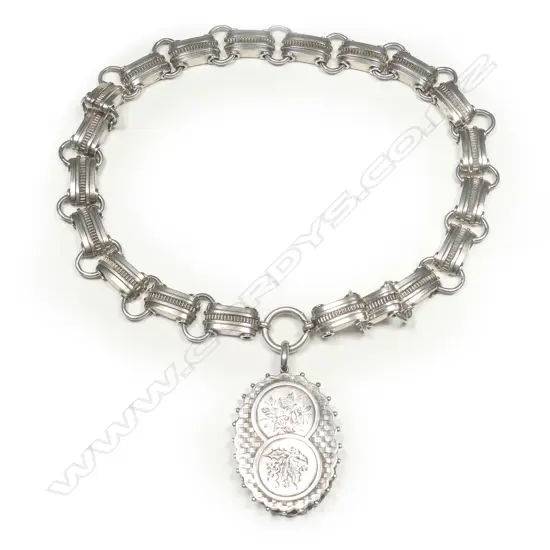 A good Victorian silver 'Mayoral chain' type necklace & locket