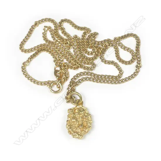 A solid gold pendant on 18ct gold chain