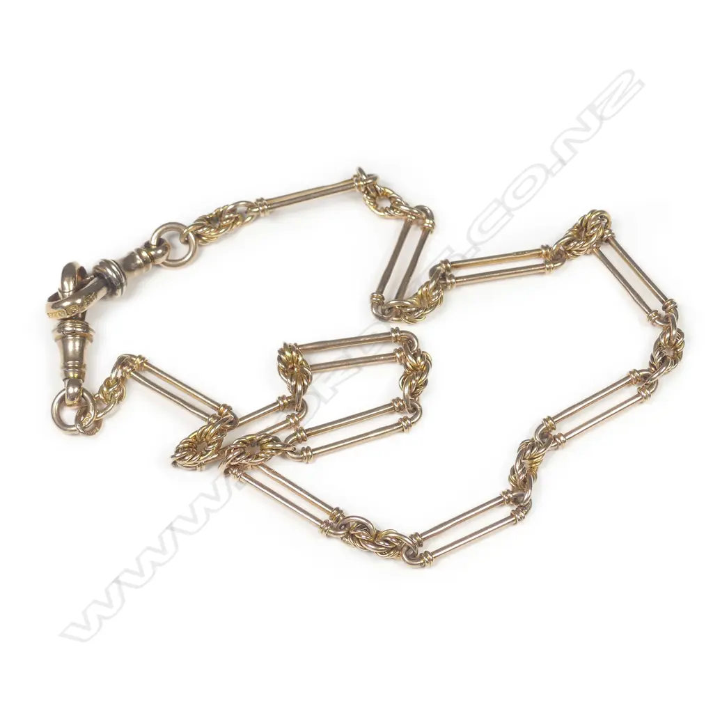 A 9ct. yellow gold fob chain Image 1++