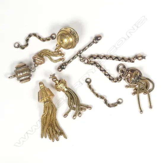 A 19thC fancy 9ct. gold Albertina chain