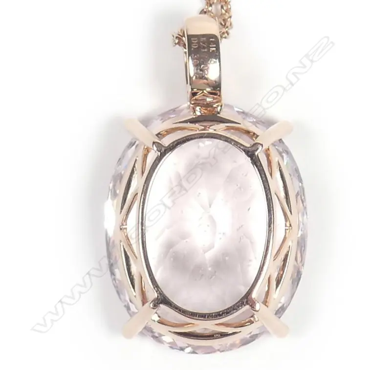 A 14ct rose gold kunzite and diamond pendant Image 1++
