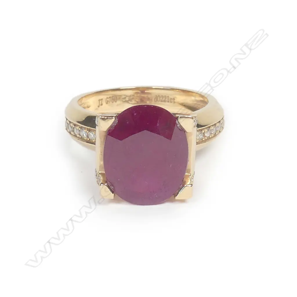An 18ct rose gold ruby and diamond ring Image 1++