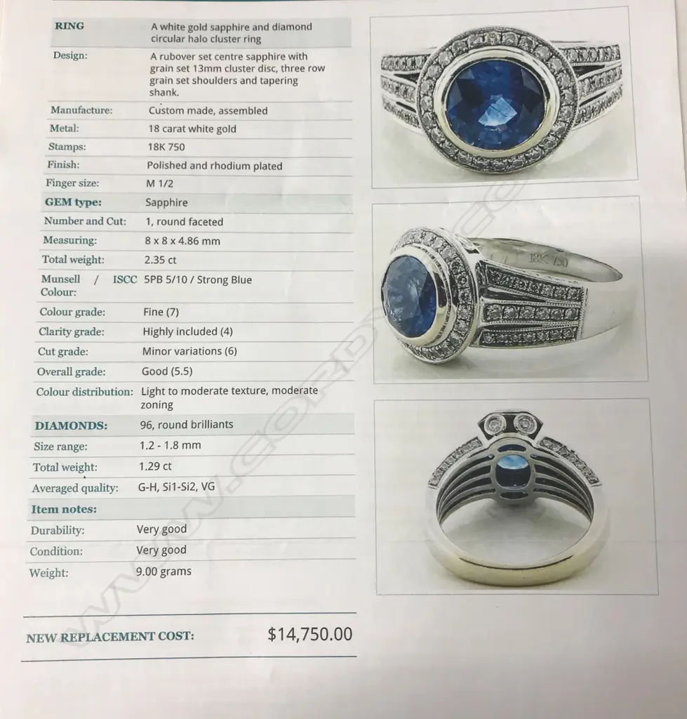 An 18ct. white gold sapphire and diamond ring Image 1++