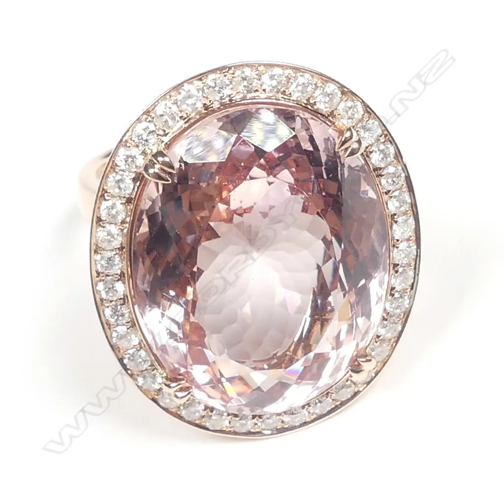 A 14ct rose gold morganite and diamond ring Image 1++