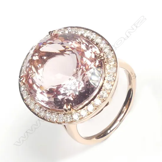 A 14ct rose gold morganite and diamond ring