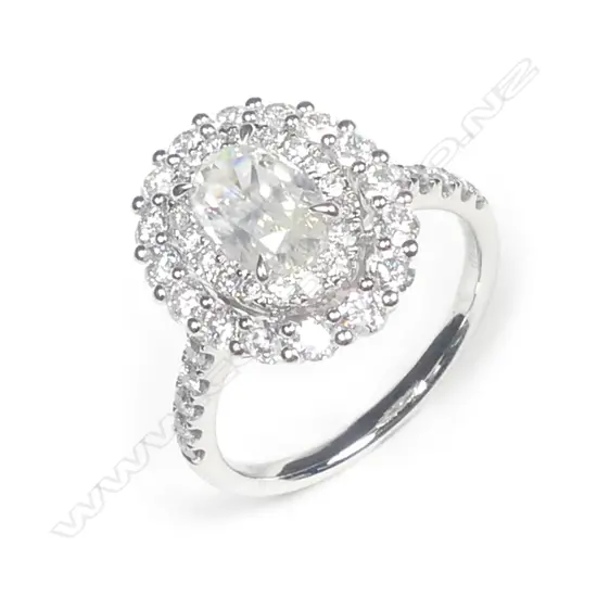 A platinum and diamond double halo ring