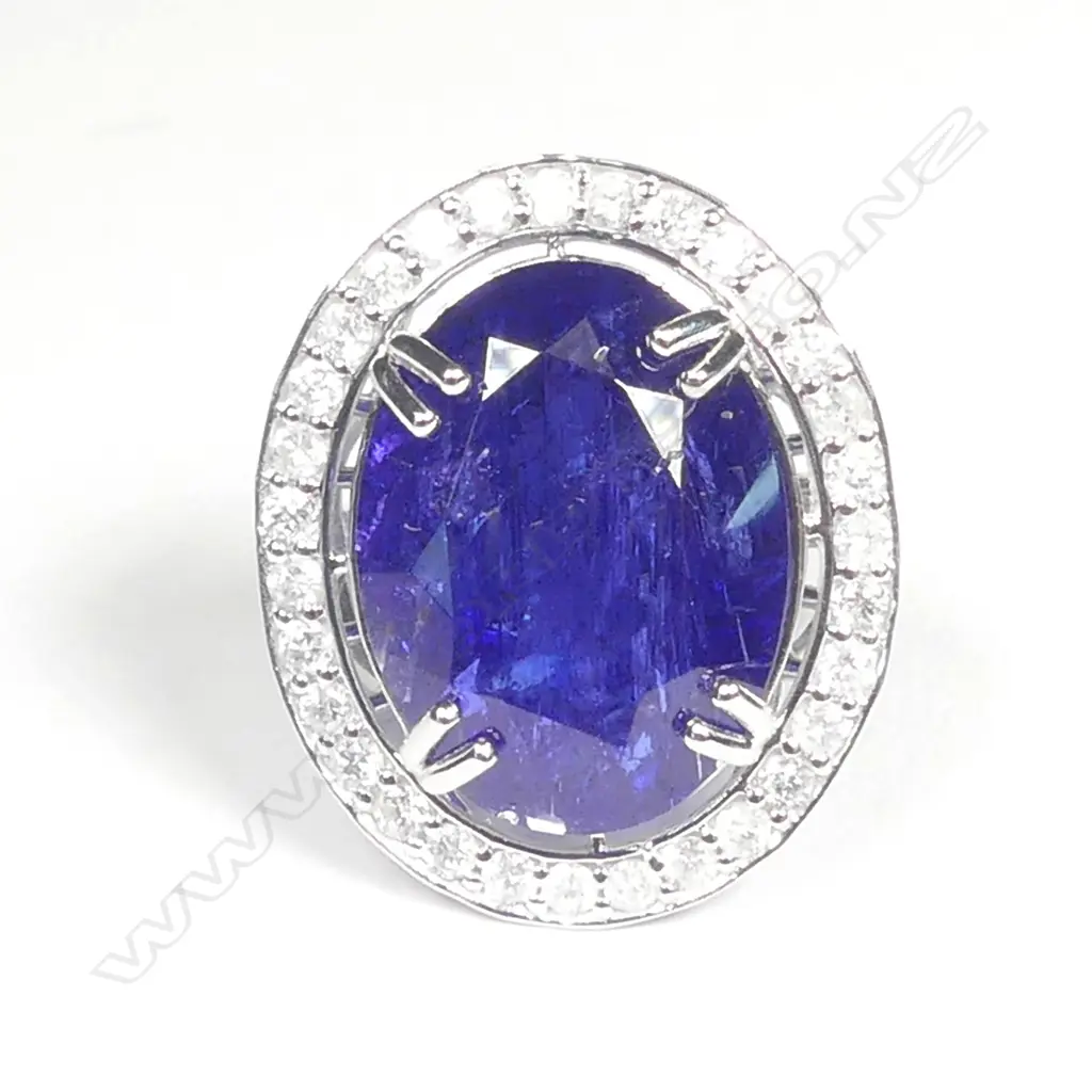 A 14ct white gold tanzanite and diamond ring Image 1++