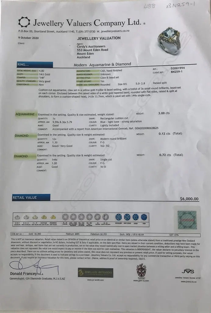 A lady's modern 14ct. white gold aquamarine and diamond dress ring Image 1++