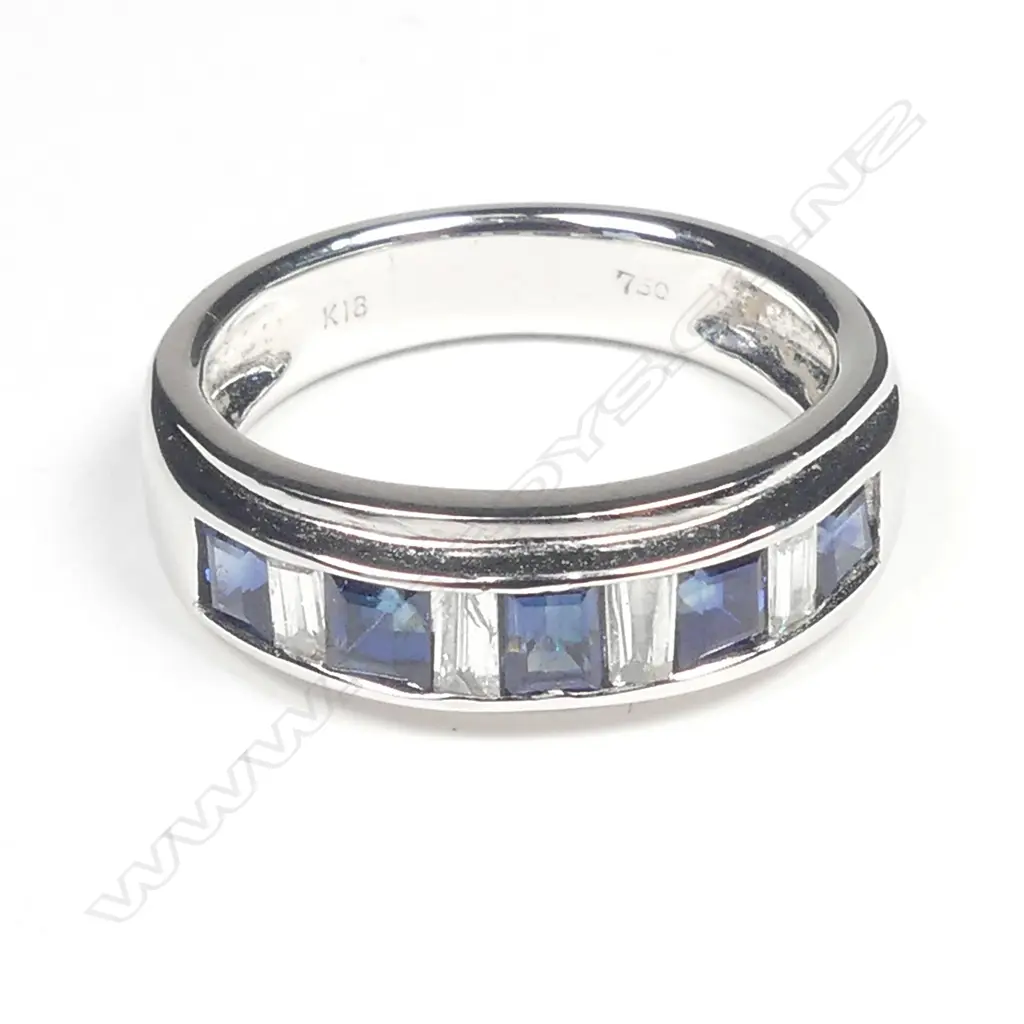An18ct. white gold sapphire and diamond band ring Image 1++
