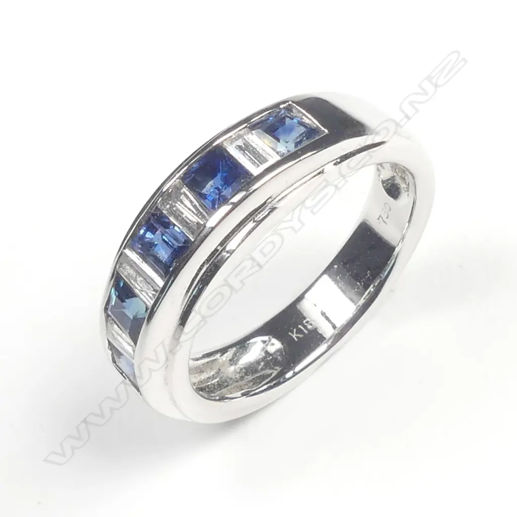 An18ct. white gold sapphire and diamond band ring Image 1++