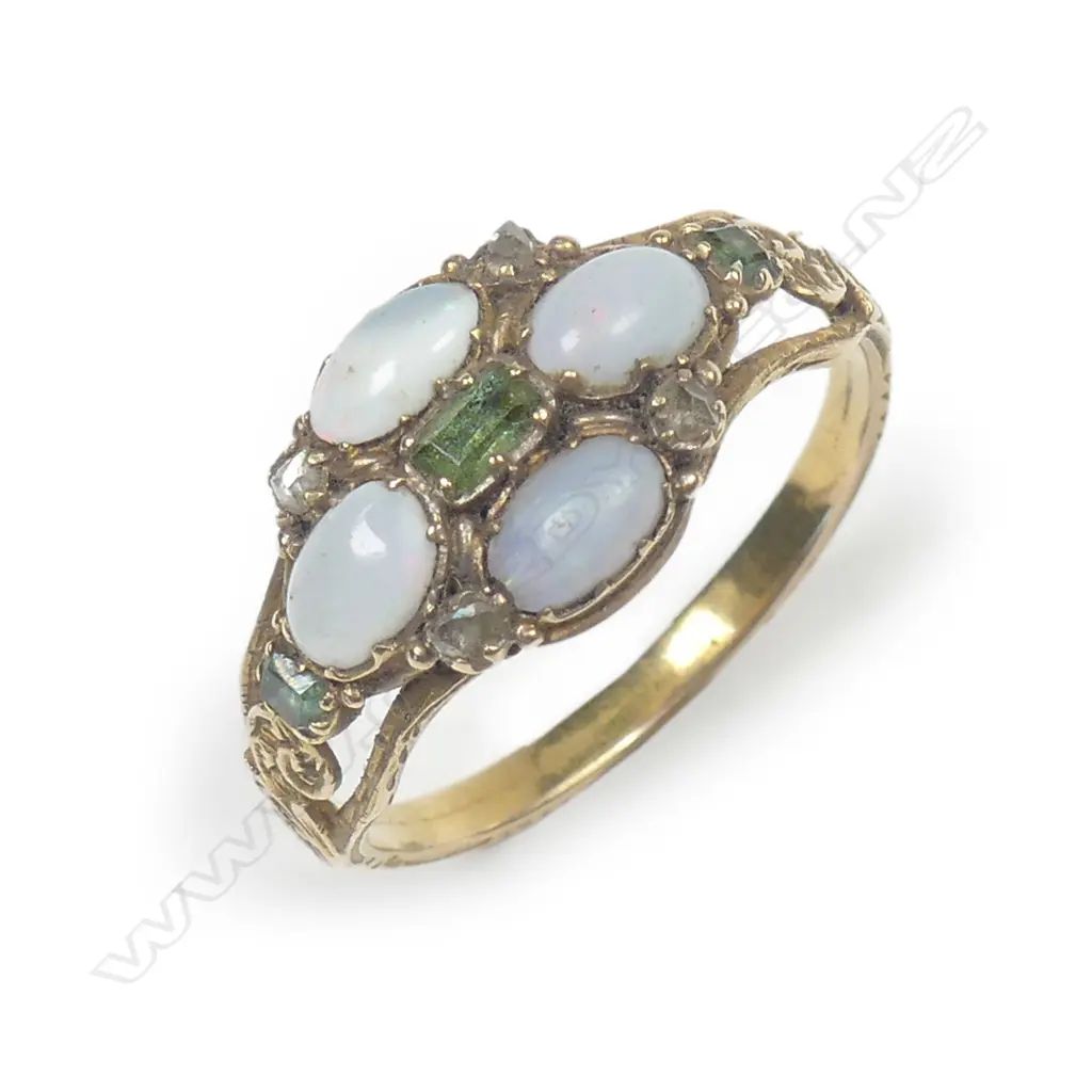 An early 19thC 18ct. yellow gold opal Image 1++