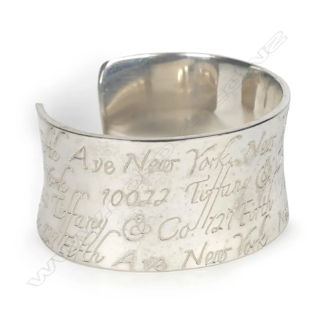 A modern Tiffany & Co. silver 'Notes' wide cuff bangle Image 1++