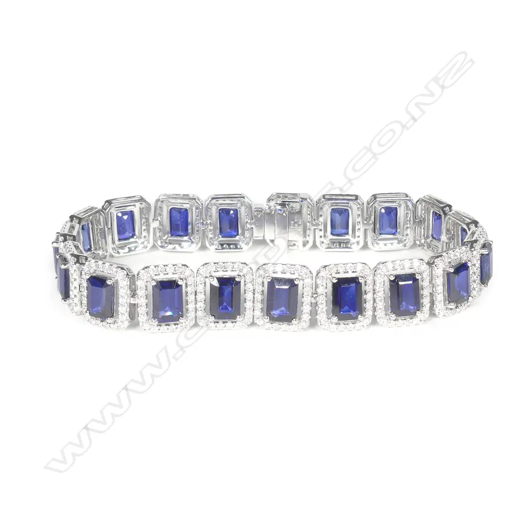 A platinum sapphire and diamond bracelet Image 1++