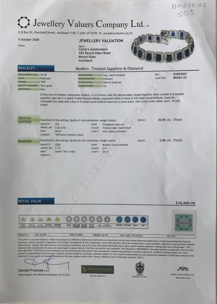 A platinum sapphire and diamond bracelet Image 1++