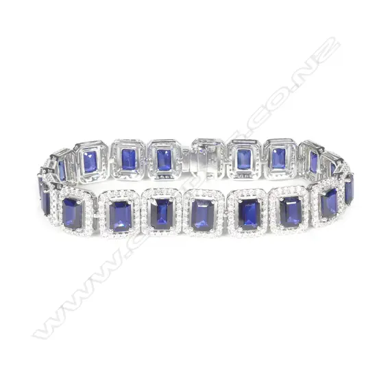 A platinum sapphire and diamond bracelet