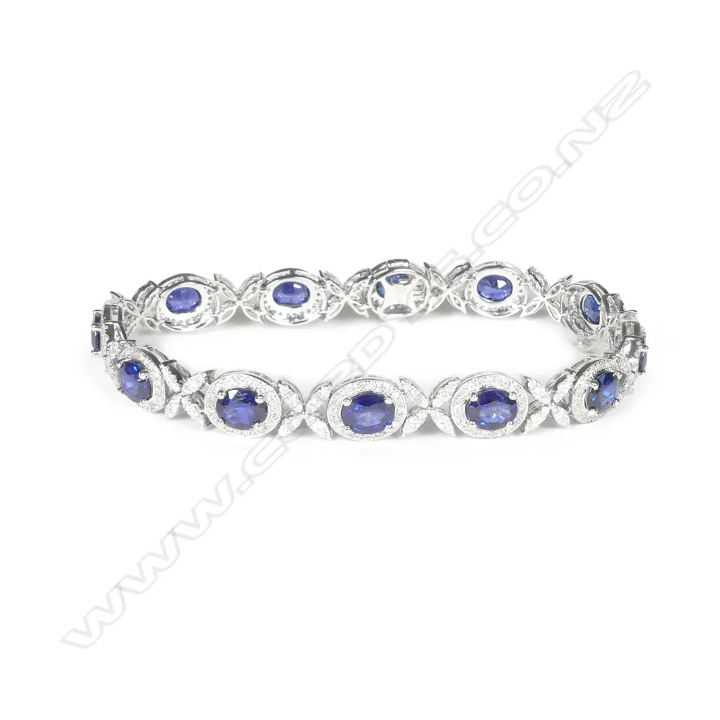 A platinum sapphire and diamond bracelet Image 1++