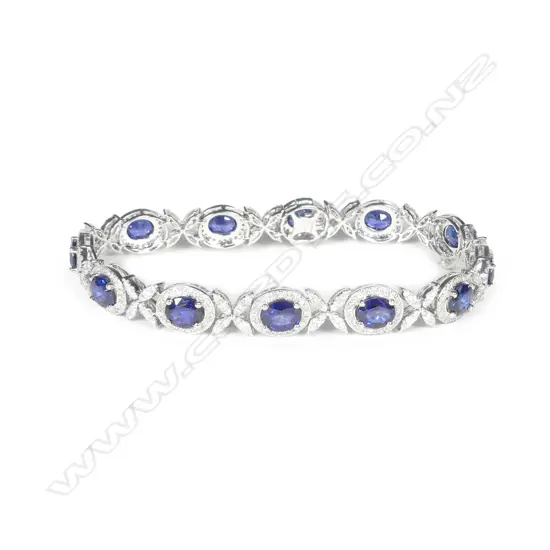 A platinum sapphire and diamond bracelet