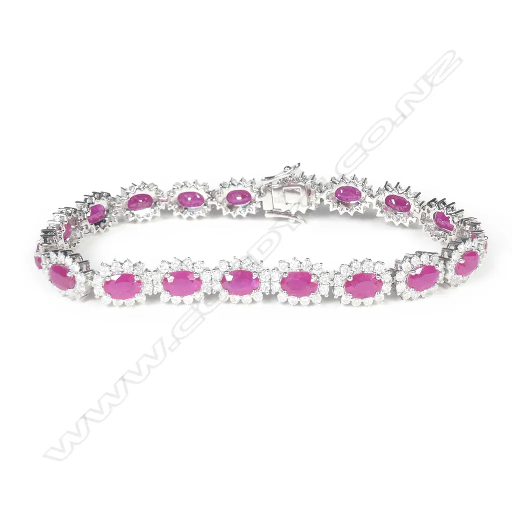 A platinum ruby and diamond tennis bracelet Image 1++