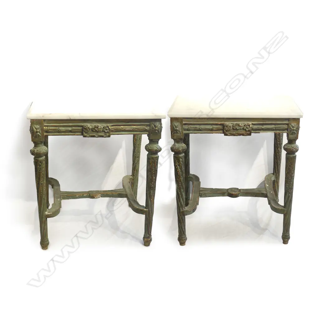 A pair of square marble top occasional tables Image 1++