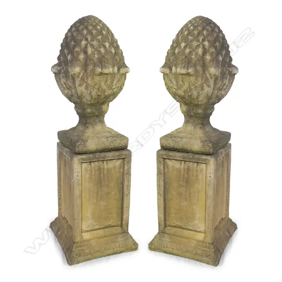 PR CHURCH STONE GARDEN PR PINEAPPLE PIERS ON PLINTHS 