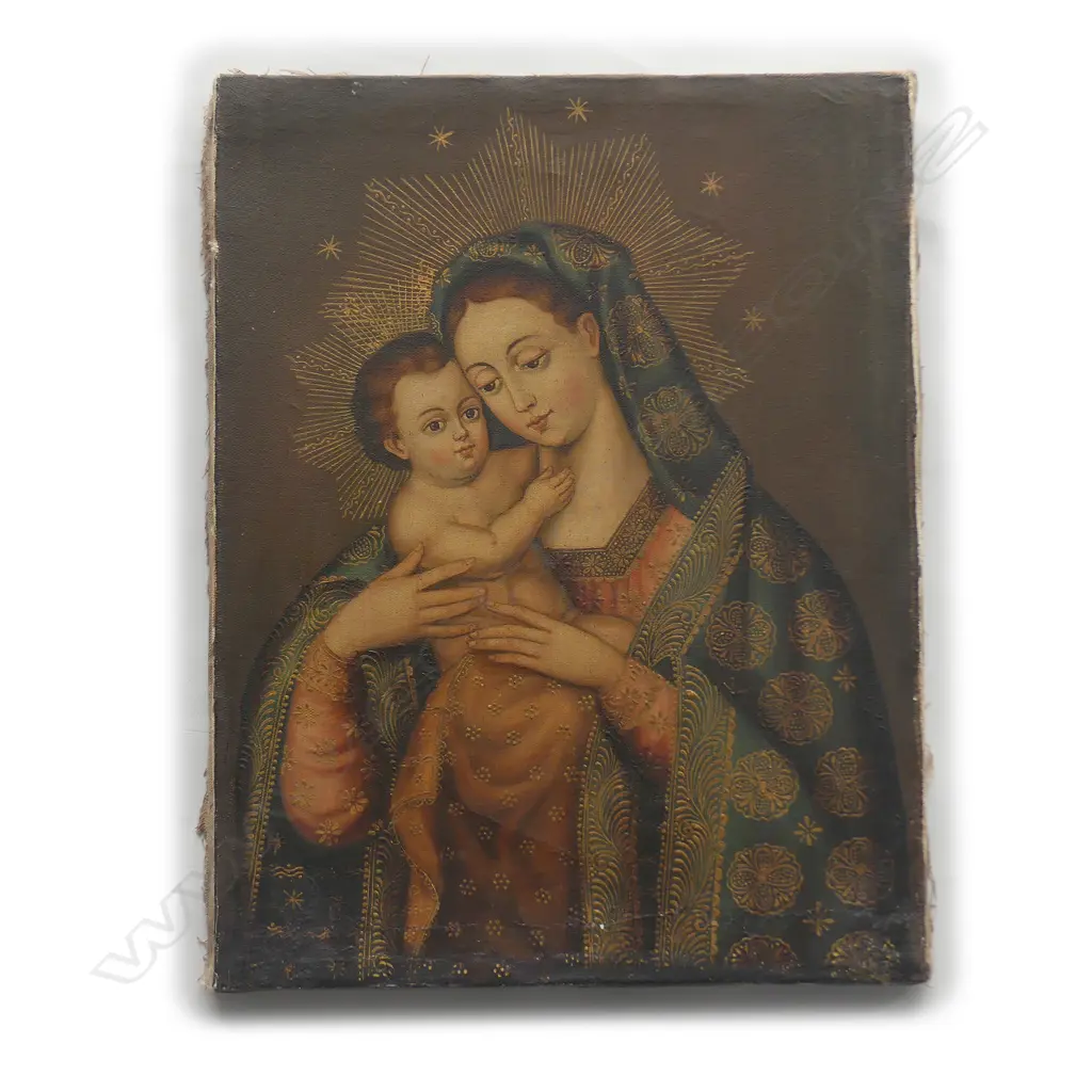 A vintage South American religious painting Image 1++