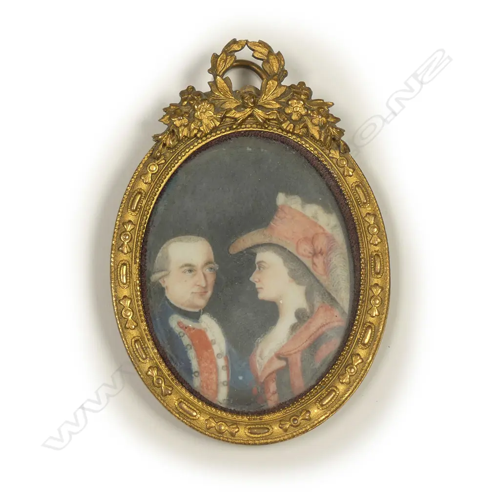 An 18th/19thC portrait miniature reputedly of the William and Hester Pitt Image 1++