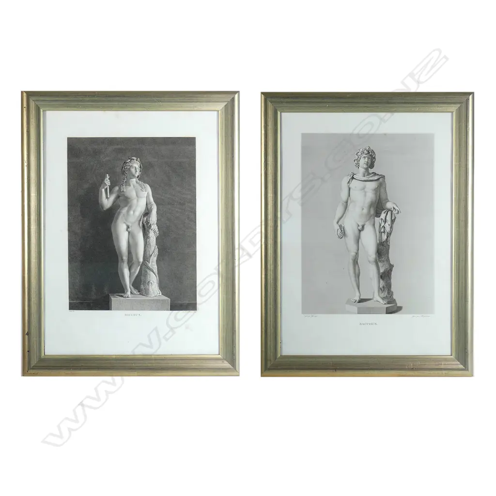 Two early 19thC steel engravings of statues of Bacchus Image 1++