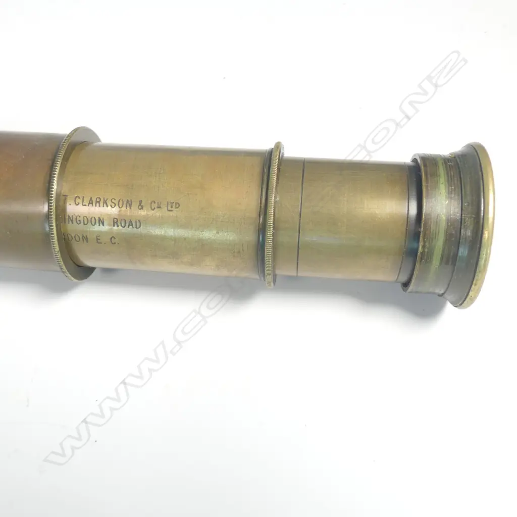 A late 19thC lacquered brass five-draw telescope by Broadhurst. Clarkson & Co. Image 1++