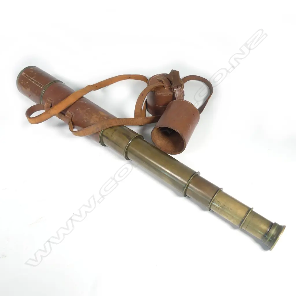 A late 19thC lacquered brass five-draw telescope by Broadhurst. Clarkson & Co. Image 1++