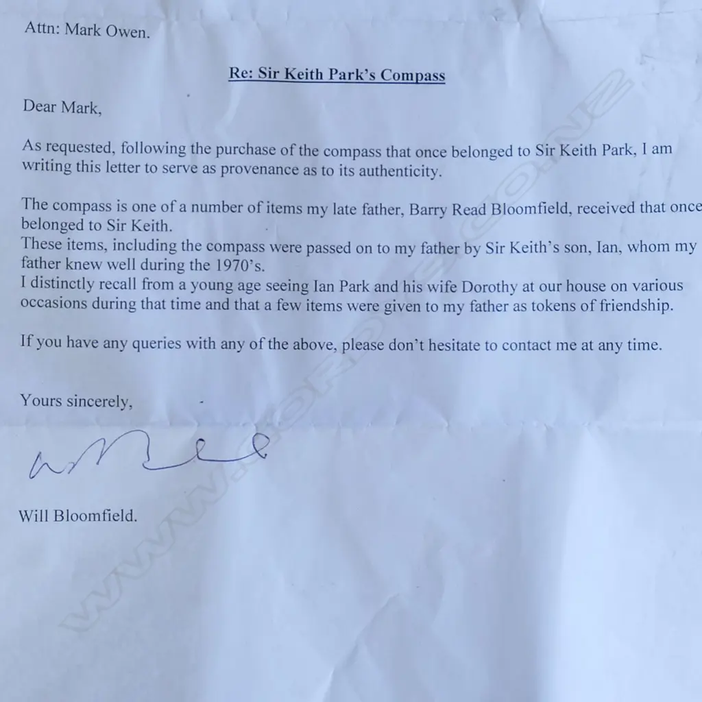 A compass belonging to Air Chief Marshal Sir Keith Park Image 1++