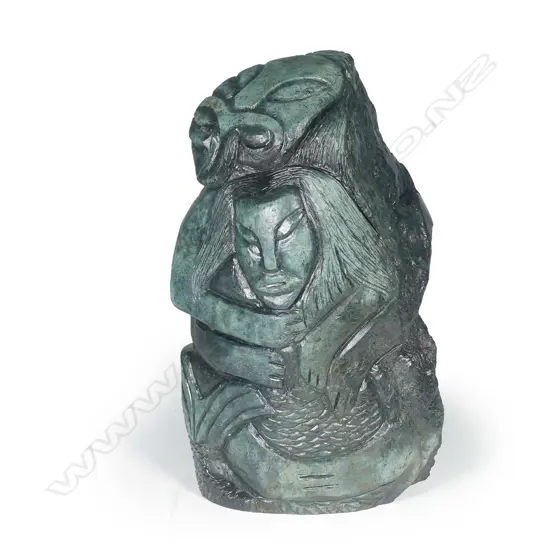 A Maori carved pounamu boulder