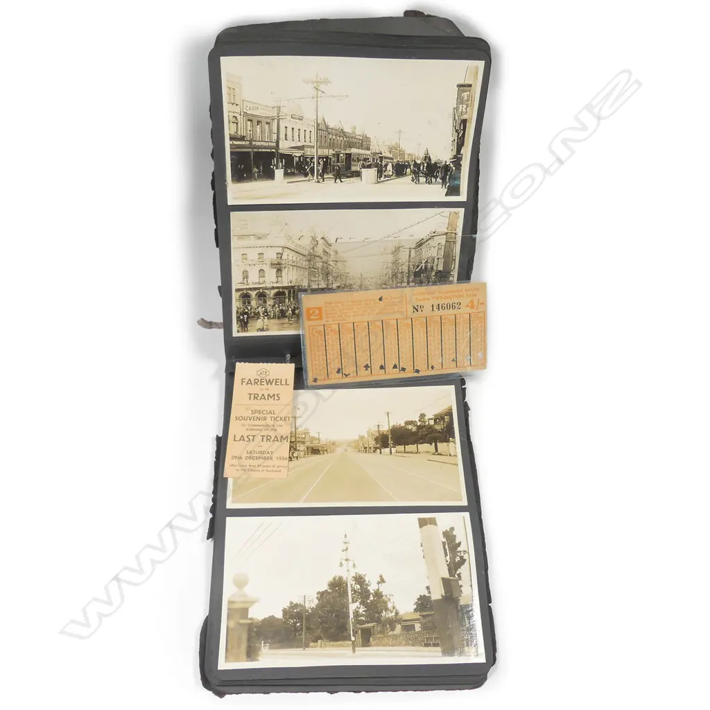 A comprehensive album of 60 photographs of Auckland City Corporation trams and buses Image 1++