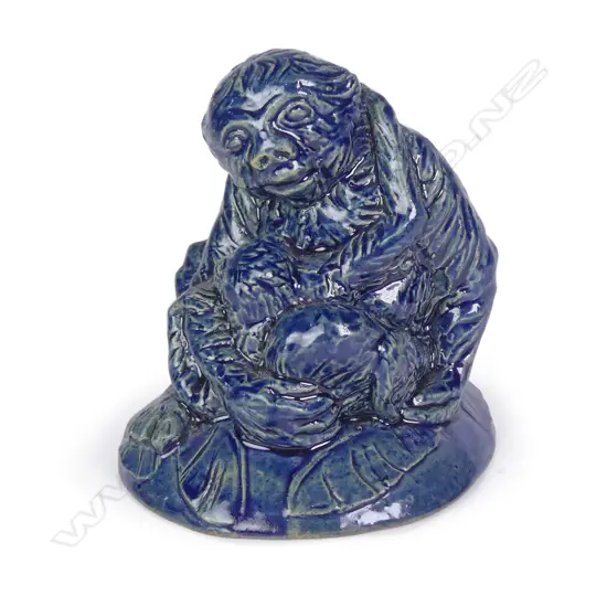 A rare Jack Hutchison sculpted pottery monkey group figure