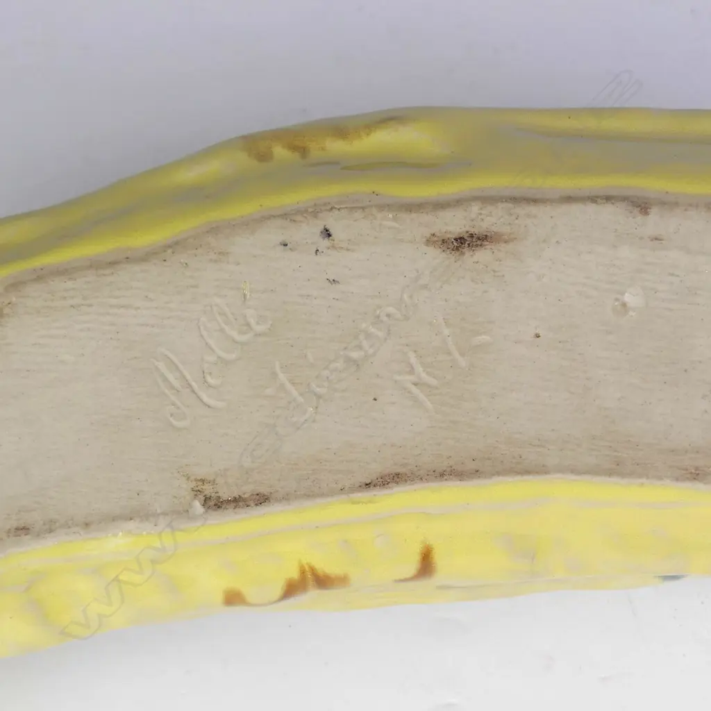 An uncommon Mollé Goodsell yellow glazed sculpted banana trough vase Image 1++