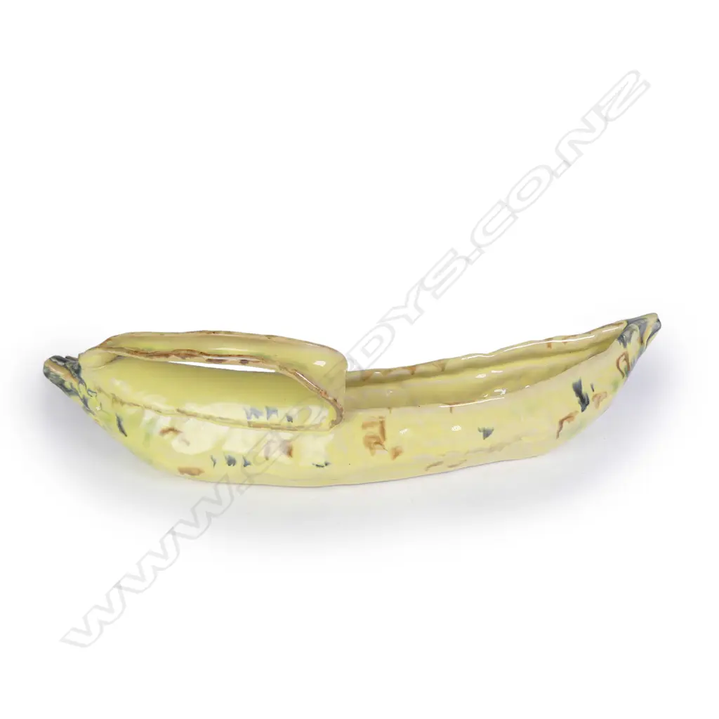 An uncommon Mollé Goodsell yellow glazed sculpted banana trough vase Image 1++