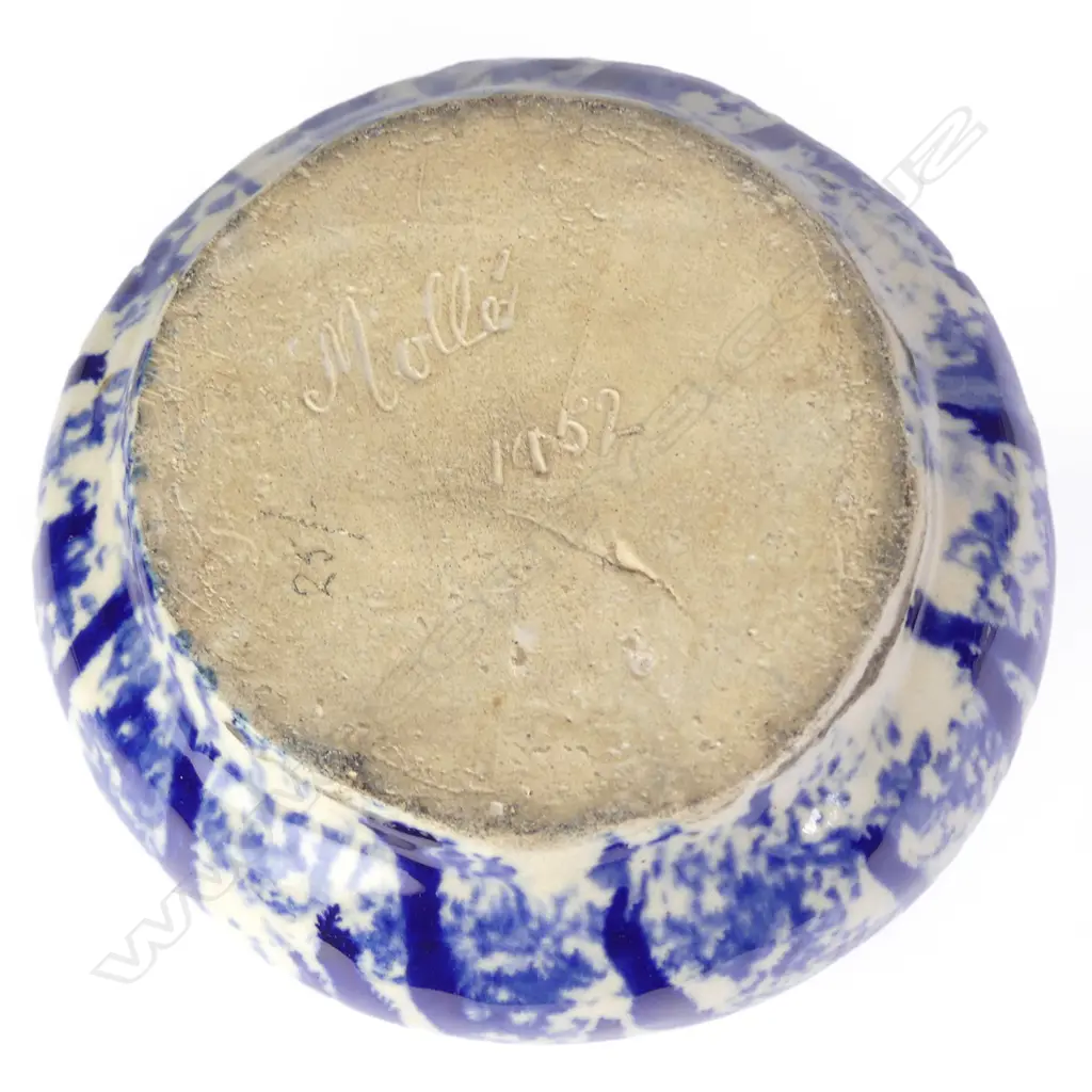 A Mollé Goodsell striking blue mottled glaze compressed baluster vase Image 1++