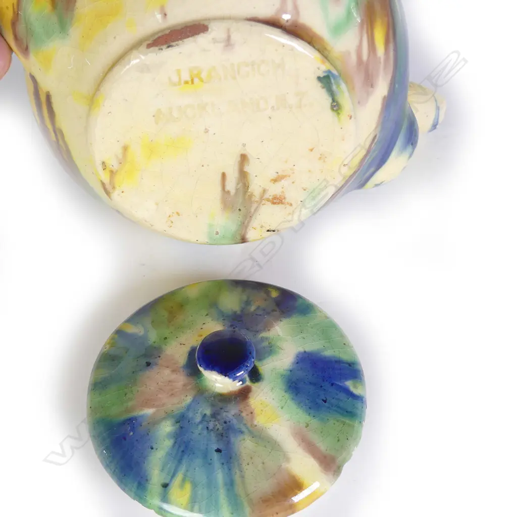 A rare Jova Rancich majolica glazed teapot Image 1++