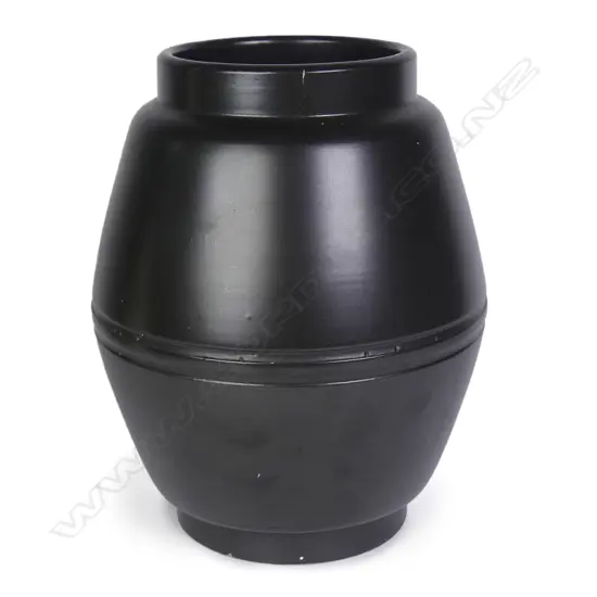 A rare black large hand potted Crown Lynn vase
