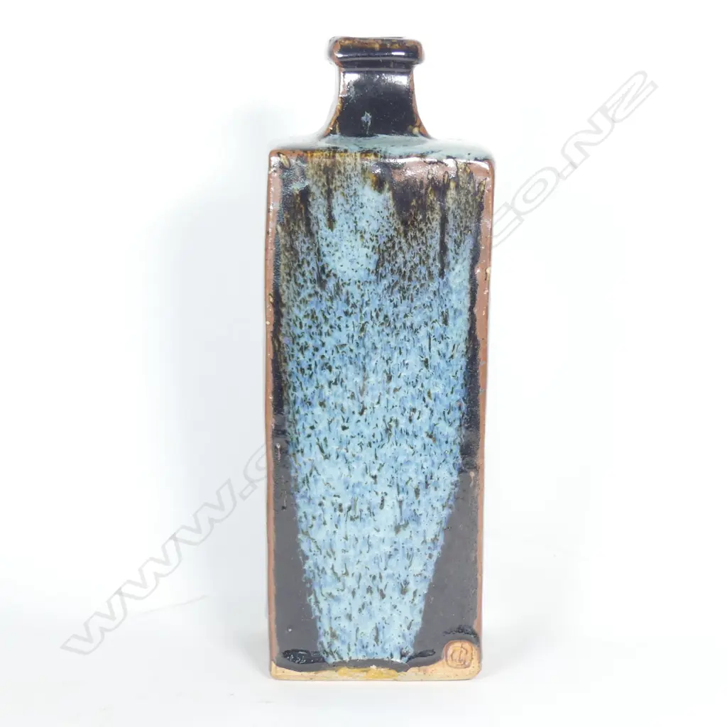 A Len Castle stoneware square section bottle vase Image 1++