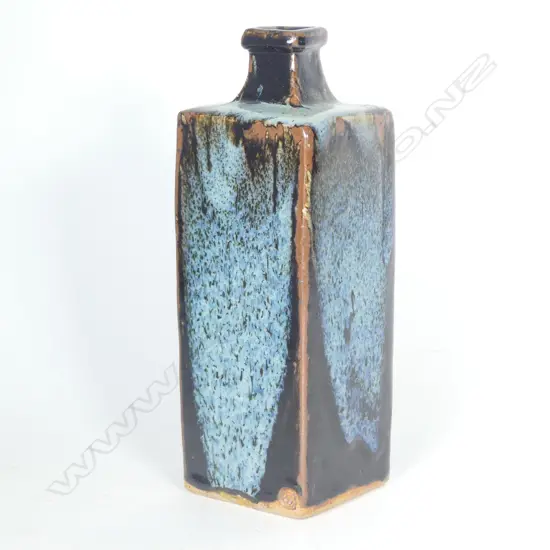 A Len Castle stoneware square section bottle vase
