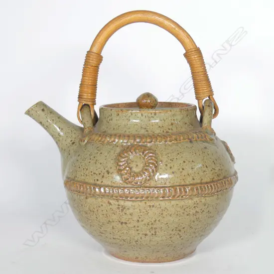 A large Mirek Smisek teapot with cane handle