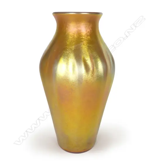 A Tiffany Favrile (green-gold) glass vase