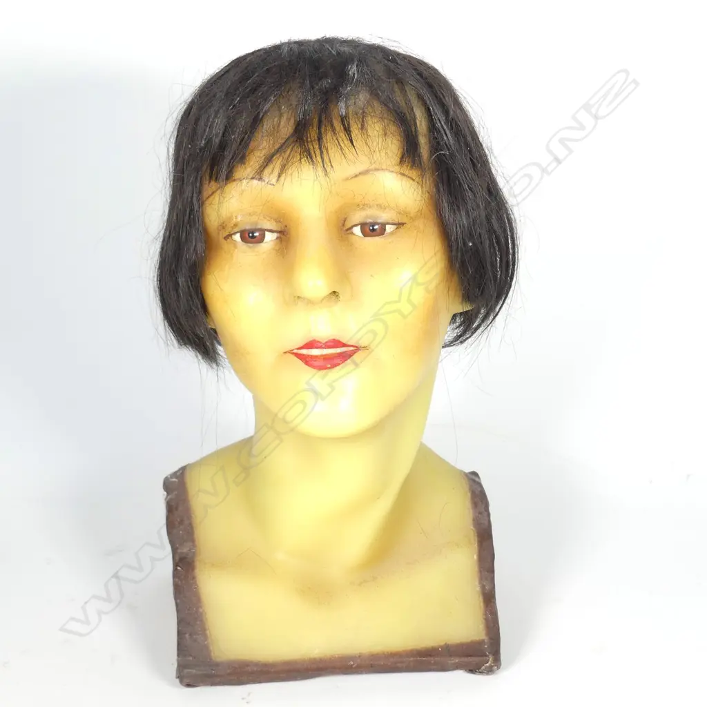 An uncommon Art Deco French wax life-size woman's head Image 1++