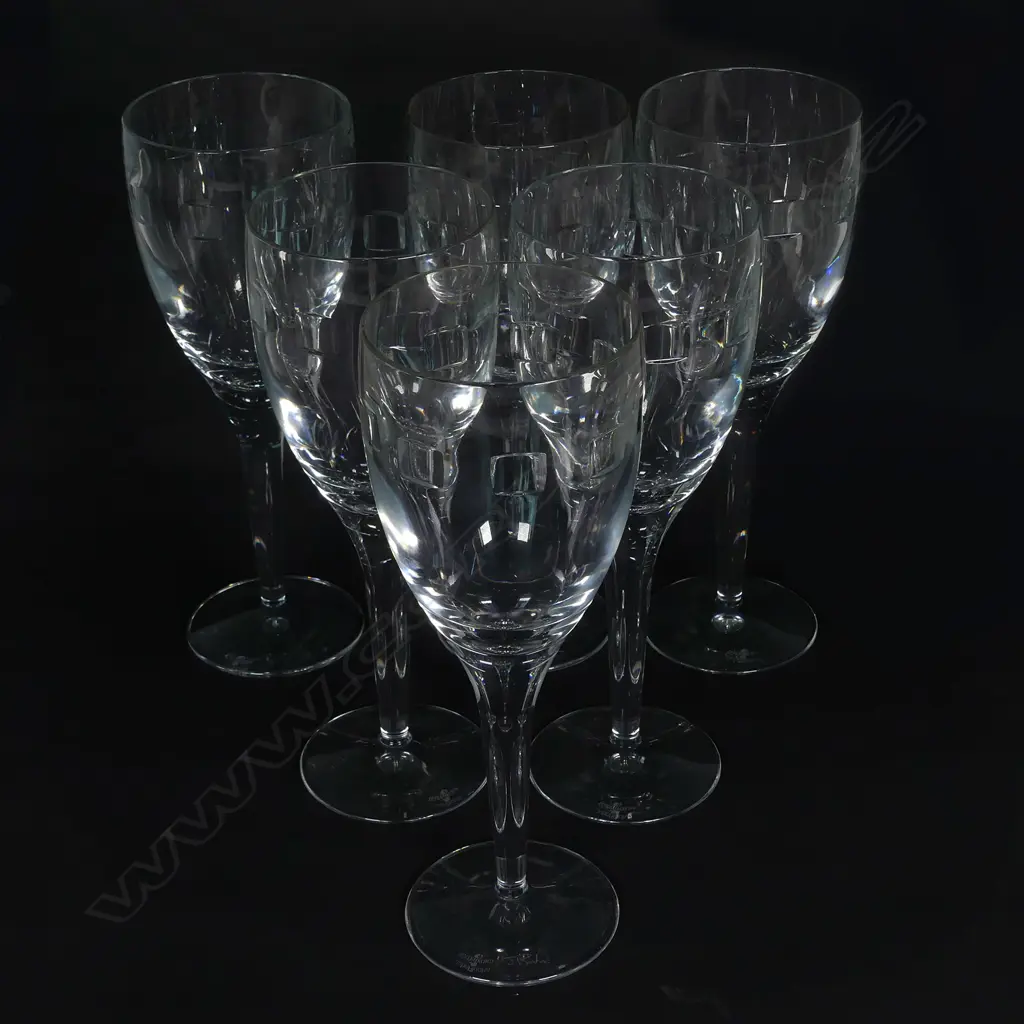 Six Waterford Geo white wine glasses Image 1++