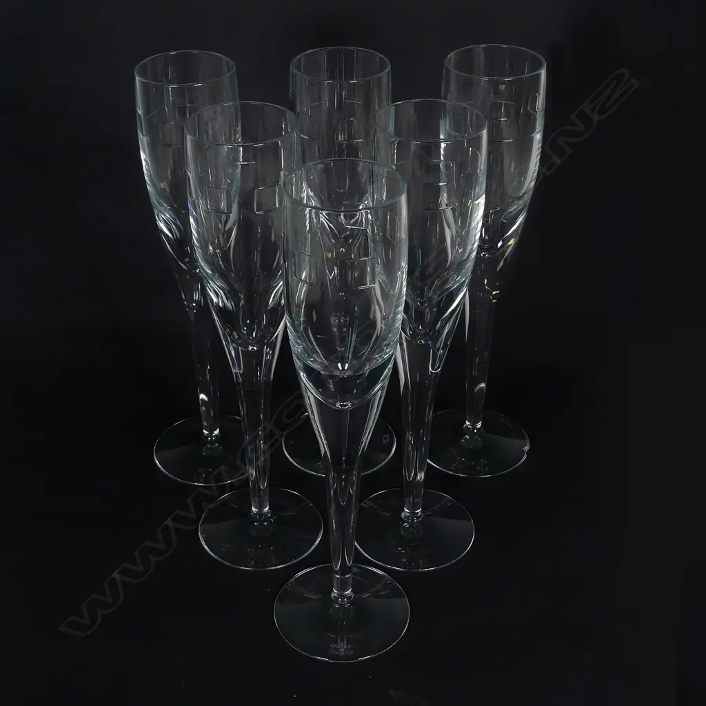 Six Waterford Geo champagne flutes Image 1++