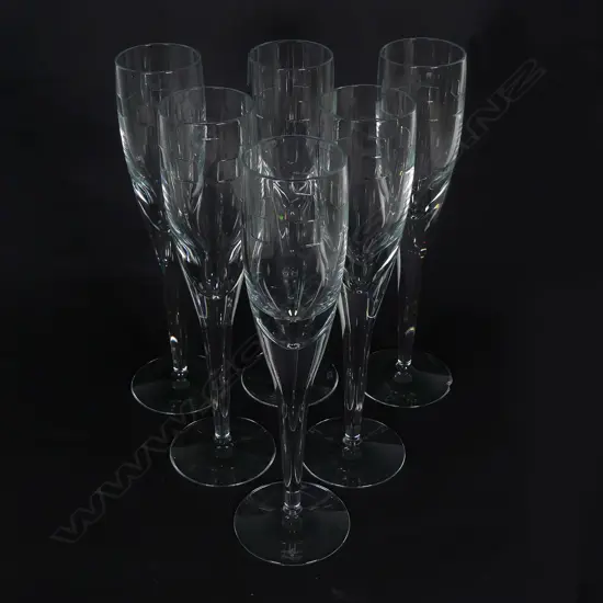 Six Waterford Geo champagne flutes