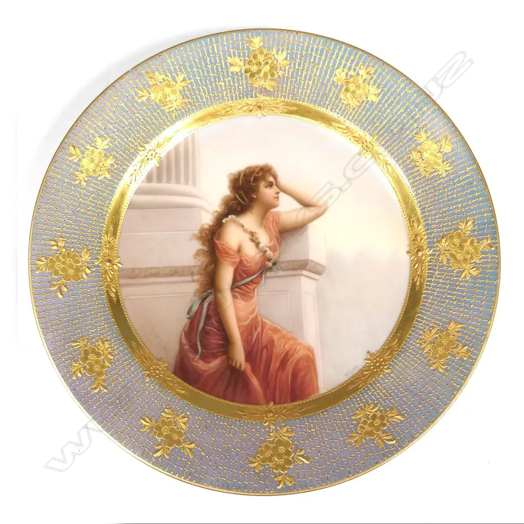 A Vienna circular cabinet plate titled Sehnsucht (Nostalgia) Image 1++