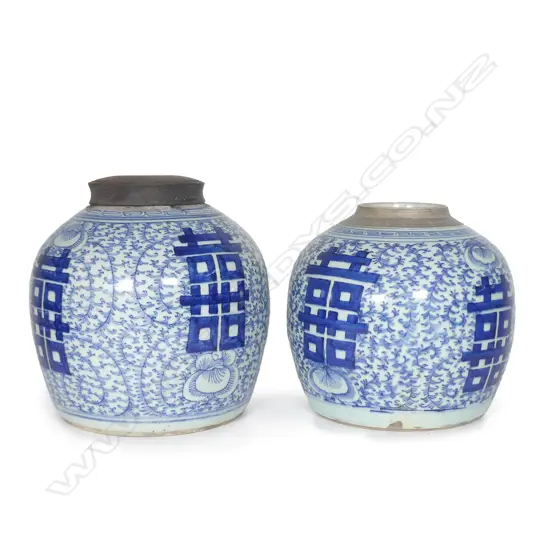 A pair of China trade porcelain ginger jars