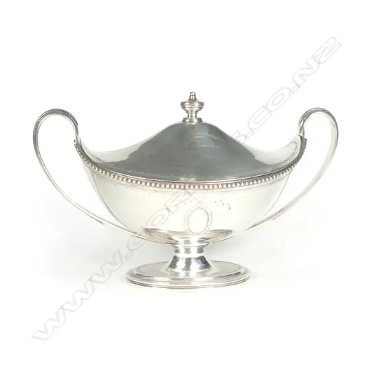 An Adams style silver sauce tureen and cover