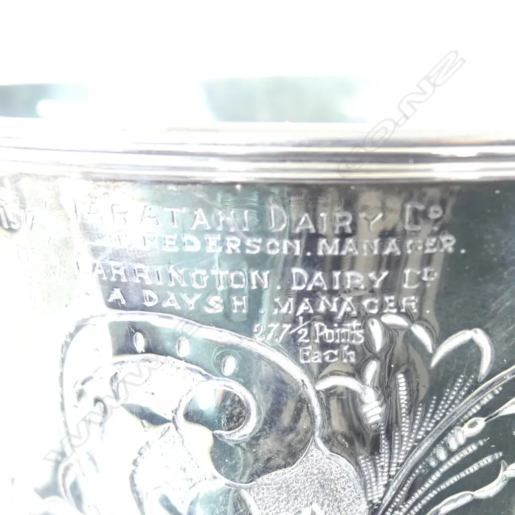 A large Edwardian silver New Zealand historic 'Wairarapa & East Coast P&A Society' presentation engraved trophy cup Image 1++